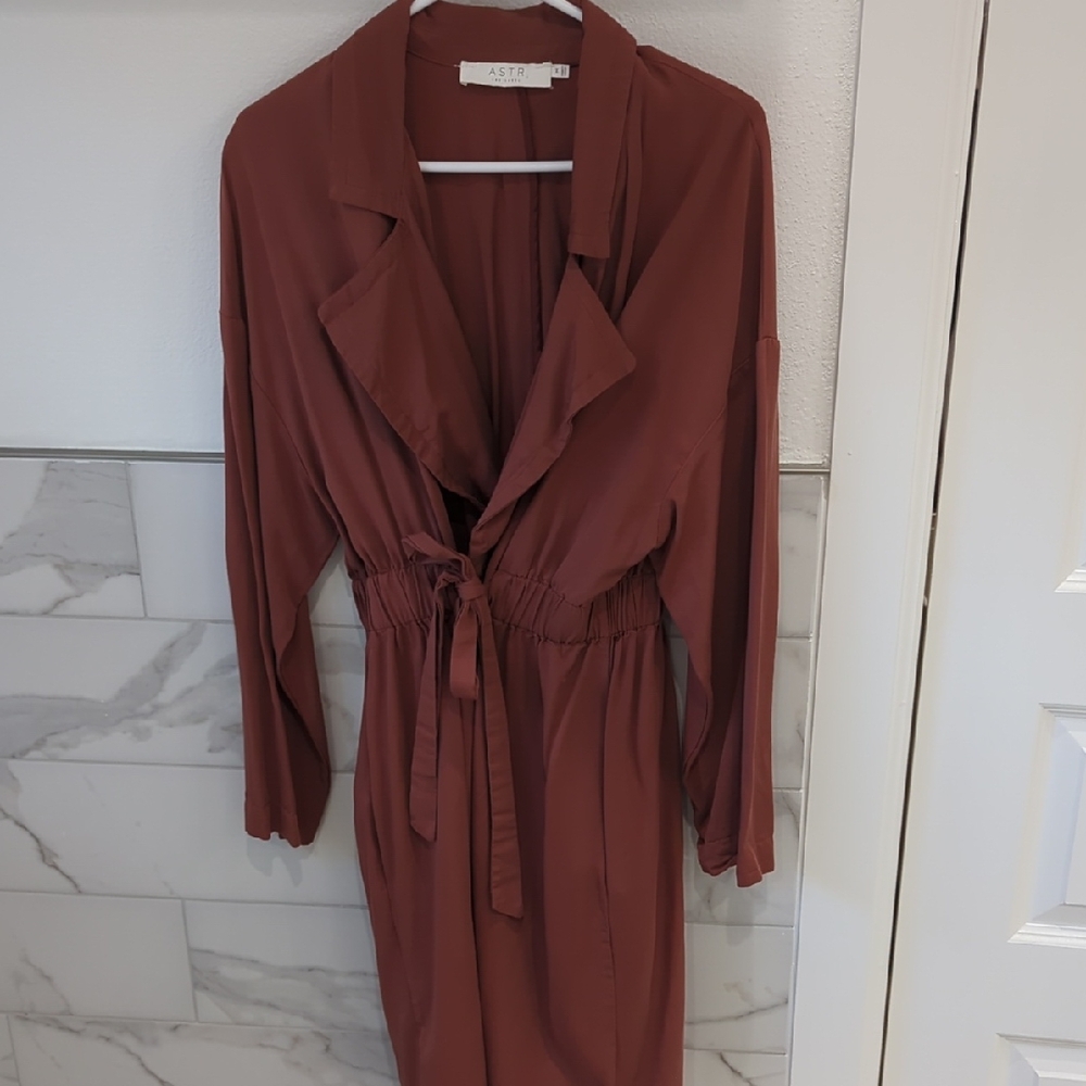 Astr Terracotta Long Sleeve Dress